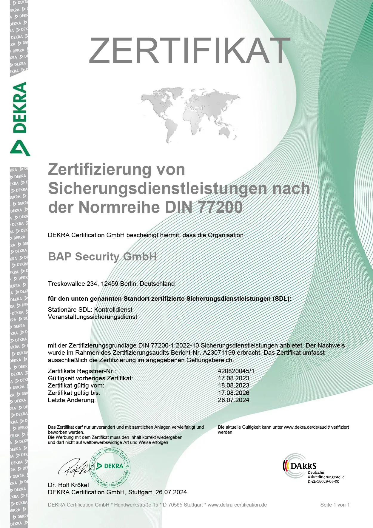 DEKRA Zertifizierung DIN 77200